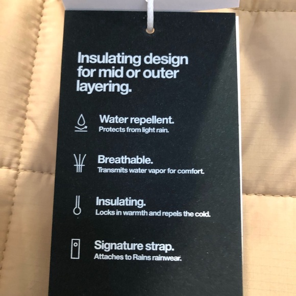 Rains Liner Shirt Jacket Size XL Quilted Waterproof Shacket Sand - Picture 7 of 8